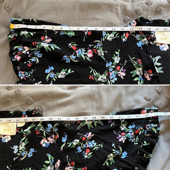 Anthropologie | Maeve Aveiro Flutter-Sleeved Button-down. Black with flowers. - Picture 9 of 13